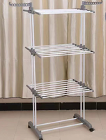 Séchoir à linge YIJIALE en acier inoxydable à 3 niveaux, séchoir à vêtements intérieur et extérieur, support de séchage sur pied