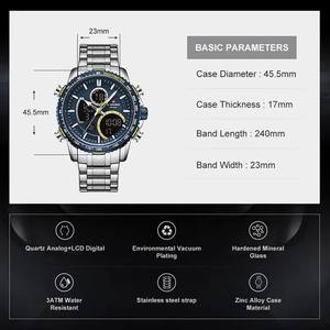 Vente flash pour montre chronographe à double affichage en acier inoxydable 9182 pour homme, montre décontractée de style business, montre à quartz numérique - Product Image 5