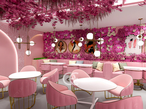 <span class=keywords><strong>Bespoke</strong></span> đồ đạc trang trí màu hồng cà phê cửa hàng hiển thị cà phê quầy cà phê quán cà phê Quầy - Product Image 3