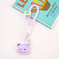 TOLKA Tali Botol Air Tenun Motif Beruang Kecil Logam, Aksesoris Gantungan Kunci Tas, Tali Lanyard, Liontin Casing Ponsel, Desain Mewah