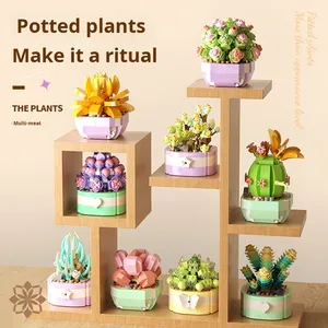 [Venta al por Mayor y Dropshipping] Juego de 40 Piezas de Bloques de Construcción de Plástico ABS con Flores Suculentas Preservadas, Decoración <span class=keywords><strong>para</strong></span> Niños - Product Image 4