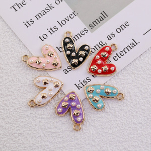 Pearl Heart Alloy Charm Pendant DIY Jewelry Accessory For <b>Bracelet</b> Necklace Earring Making Multicolor Bezel Setting Unisex - Product Image 2