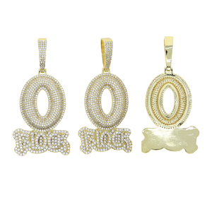 Collier avec pendentif <span class=keywords><strong>lettre</strong></span> <span class=keywords><strong>O</strong></span> bloc glacé pour homme, bijou Hip Hop <span class=keywords><strong>en</strong></span> zircone cubique 5A - Product Image 2