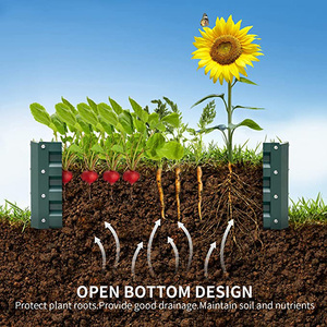 Wholesale 47.2"x47.2"x7.87" Rectangular Rraised Garden Bed Box With Steel Frame <b>for</b> Vegetables Flowers <b>Herbs</b> - Product Image 3