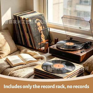Wooden Vinyl <b>Record</b> Rack Front Display Slot Storage <b>Stand</b> For Albums CD Rack - Product Image 3