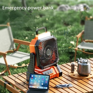 พัดลมตั้งโต๊ะ USB ชาร์จไฟได้แบบพกพาได้พร้อมไฟ LED และพาวเวอร์แบงค์สำหรับตั้งแคมป์กลางแจ้ง - Product Image 3