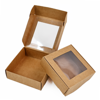 Boîte-cadeau en papier kraft avec fenêtre transparente en PVC pour thé dessert/gâteau sushi/biscuit/pizza