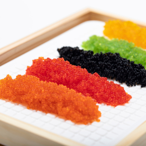 Boîte et sac de caviar de poisson volant congelé, prêt à manger, certifié HACCP/HALAL, nourriture japonaise - Product Image 1