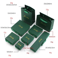 Boîtes cadeaux pour bijoux sur mesure pour les petites entreprises, boîte à bijoux en carton vert de luxe avec nœud, emballage pour bijoux
