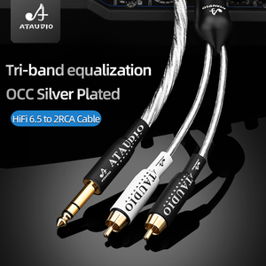 ATAUDIO Hifi 6,5mm <span class=keywords><strong>Jack</strong></span> a Dual <span class=keywords><strong>RCA</strong></span> macho a macho <span class=keywords><strong>Cable</strong></span> divisor con cobre puro chapado en oro Enchufe OCC Núcleo plateado - Product Image 2