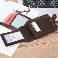 Dompet Kartu Lipat Pendek Pria Kulit Asli Berkualitas Tinggi Desain Vintage Laris Manis Anti RFID