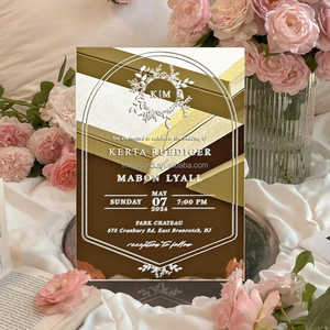 Modèle d'<span class=keywords><strong>invitation</strong></span> de <span class=keywords><strong>mariage</strong></span> en acrylique miroir doré, invitations élégantes argentées disponibles pour la fête de Quinceañera - Product Image 3