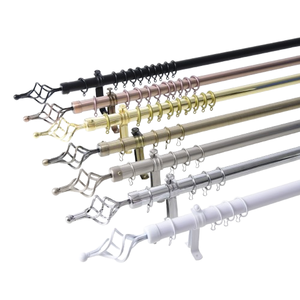 <span class=keywords><strong>Tringle</strong></span> à <span class=keywords><strong>rideau</strong></span> télescopique simple en alliage d'aluminium moderne et réglable de 4 m avec quatre filetages, écoénergétique et stable - Product Image 2