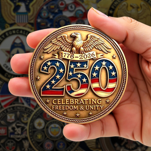 Moneda Conmemorativa Personalizada del 250 Aniversario del Día de la Independencia de Estados Unidos, con Logotipo Metálico y Esmalte Suave - Product Image 1