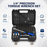 32Pcs Set Kunci Soket Torsi 1/4 Inch dengan Gagang Ratchet, Hex, Torx, Phillips, Extension Bar, Peralatan Perbaikan Otomotif