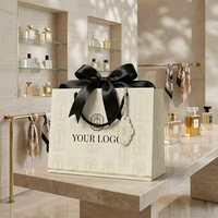 Luxuriöse Papiertüte mit Eigenem Logo und Großer Schwarzer Schleife für Premium-Parfüm Kosmetik Geschenkverpackung Einkaufstasche