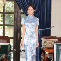 Bonne qualité grande taille conception avant côté fente Qipao femme 2025 à manches courtes robe traditionnelle chinoise Qipao Cheongsam