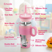 Bouteille d'eau réutilisable écologique de 14 oz pour enfants, gobelet isotherme en acier inoxydable avec couvercle à paille pour la maternelle