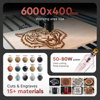 Machine de gravure laser 6040 50W/60W/80W CO2, graveur/découpeur laser pour cuir, bois, pierre, MDF, papier, nouveau support Ruida AI/DXF