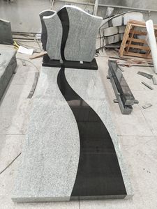 Wiscount-lápida de granito blanco y negro con base y cubierta, diseño moderno, lápida, pierre tombbale - Product Image 3