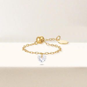 Anillo de Cadena Ajustable ROXI S925 de Plata de Lujo con Incrustaciones de Circonitas en Forma de Rombo, Corazón, Lágrima y Marquesa - Product Image 2