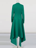 AELESEEN Robe longue élégante mi-longue style européen et américain, col montant, taille haute, coupe ample, pour femme de bureau, nouvelle collection 2025, plissée irrégulière