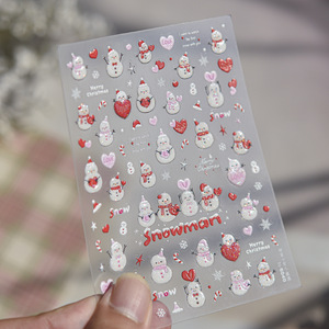 สติ๊กเกอร์ติดเล็บลายสโนว์แมนคริสต์มาสฤดูหนาวแบบใหม่ น่ารัก หวาน ติดเองได้ สำหรับตกแต่งเล็บ ขายส่ง - Product Image 4