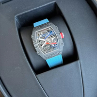 Montre mécanique de luxe pour homme, ultra-fine, série 6702, boîtier en fibre de carbone et céramique, mouvement chronographe de précision, forme tonneau