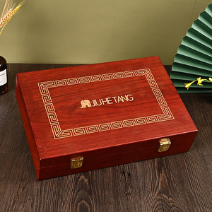 Jiuhe Tang Wooden Gift <b>Box</b> Rectangle Lockable For Tea Herbal Medicine Packaging Customizable Thickness - Product Image 1