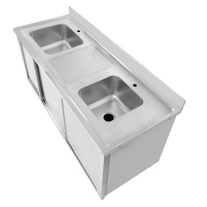 Meilleure vente armoire d'évier personnalisée en acier inoxydable de <span class=keywords><strong>cuisine</strong></span> commerciale avec poubelle - Product Image 5