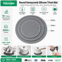 Sous-plat rond en silicone de qualité alimentaire, motif nid d'abeille, antidérapant, résistant à la chaleur, support pour casseroles chaudes, protection de comptoir, ouvre-bocal, 3 tailles