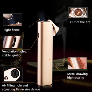 Cá tính sáng tạo Windproof nhẹ hơn siêu mỏng kim loại vẽ Lụa Màu Xanh ngọn lửa trực tiếp xì gà nhẹ hơn - Product Image 6