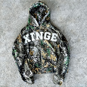 Nouveau Hoodie Camouflage Homme 2026 Style Urbain Personnalisé Rétro Délavé Broderie 3D Coupe Boxy Courte Zippée - Product Image 1