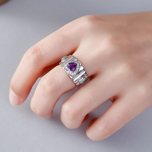 Elegante Anillo de Plata de Ley 925 Brillante con Piedra Preciosa de Amatista Natural - Product Image 2