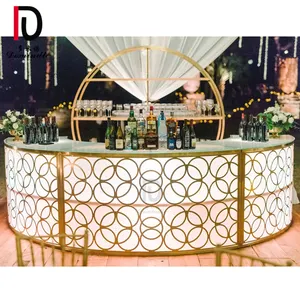 Dominate modern wedding furniture wedding round stainless steel gold cocktail bar table Wedding decoration wine rack