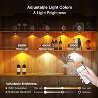 Pack de 3 lampes à LED rechargeables en plastique de style moderne en noyer, télécommande, batterie haute capacité 1200 mAh, éclairage d'armoire