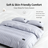 Parure de lit moderne 100 % coton écologique respirante taille Queen, 300 fils/cm², douce, comprenant drap, taies d'oreiller et housse de couette