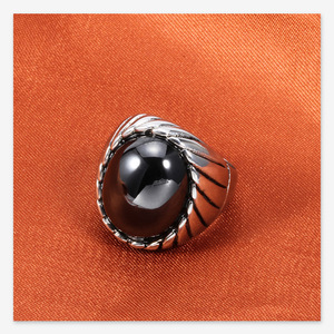 Men's Dark Red Agate Gemstone Vintage <strong>Silver</strong> <strong>Big</strong> Stone <strong>Ring</strong> Titanium Stainless Steel Engagement Wedding Couple <strong>Rings</strong> - Product Image 6
