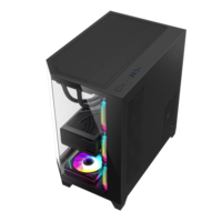 AntarcChill M-ATX Desktop Computer Cabinet Fish Tank Plus Double-Sided Tempered Glass Office Case Mid Tower Stock
