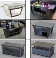 Table de bar robuste en acier inoxydable avec plateau en pierre frittée ou en verre et niche de rangement pour discothèque ou salon VIP