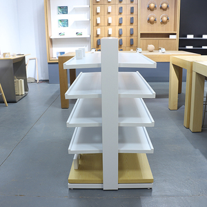 Soporte de exhibición de <span class=keywords><strong>centro</strong></span> de tienda de 4 estantes, estantes de Venta caliente, estantes de exhibición extraíbles con marco de hierro, soporte de góndola de tienda - Product Image 5