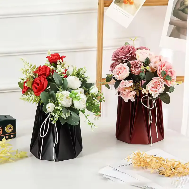 Caixas de papel Kraft para flores, vaso de papelão personalizado à prova d'água, caixa aquática para flores, caixa de papel branco de papel Kraft para flores