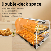 Wafflemei-Chauffe-plat électrique commercial en acier inoxydable, présentoir en verre, double couche