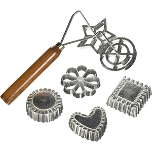 Molde Bunuelera mexicano 2025, mango de madera rústica, fabricante de Bunuelos de aluminio fundido, molde tradicional de diseño de flores Roseta - Product Image 1