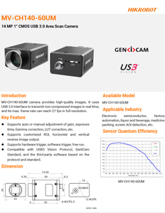 กล้องอุตสาหกรรม Hik Robot MV-CH140-60UM 14MP Mono BSI GigE Area Scan พร้อมขาตั้งแบบ Flange Mounting ผลิตในจีน - Product Image 3