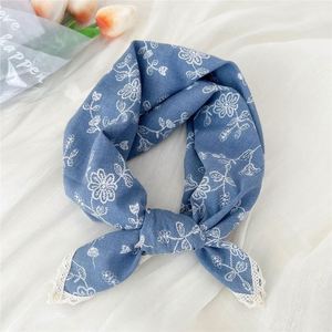 Multifunctional Bandana Colourful Custom square Silk Bandanna Printed Classic CustomCotton Linen <b>Lace</b> Edge Square <b>Scarves</b> - Product Image 4