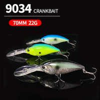 Leurre de pêche artificiel en plastique dur de 7,5 cm et 22 g, crankbait plongeant profond avec longue pale oscillante