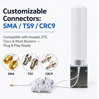 Antenne omnidirectionnelle extérieure 5G LTE 698-2700 MHz 10-12 dBi à gain élevé 2x2 MIMO double TS9 amplificateur de signal répéteur montage sur poteau IP68