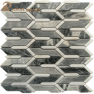 Carrelage mosaïque en pierre de marbre cassé, carsara blanc, irrégulier - Product Image 6