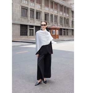 78% Polyester 18% Rayon 4% Spandex Solid Breathable Regular Fit Woven Silk Notched Collar Women's <b>2</b>-<b>Piece</b> Long Office Top <b>Set</b> - Product Image 1